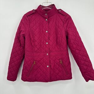 Talbots Size XS Maroon Lightweight Long Sleeve Quilted Jacket Snap Buttons